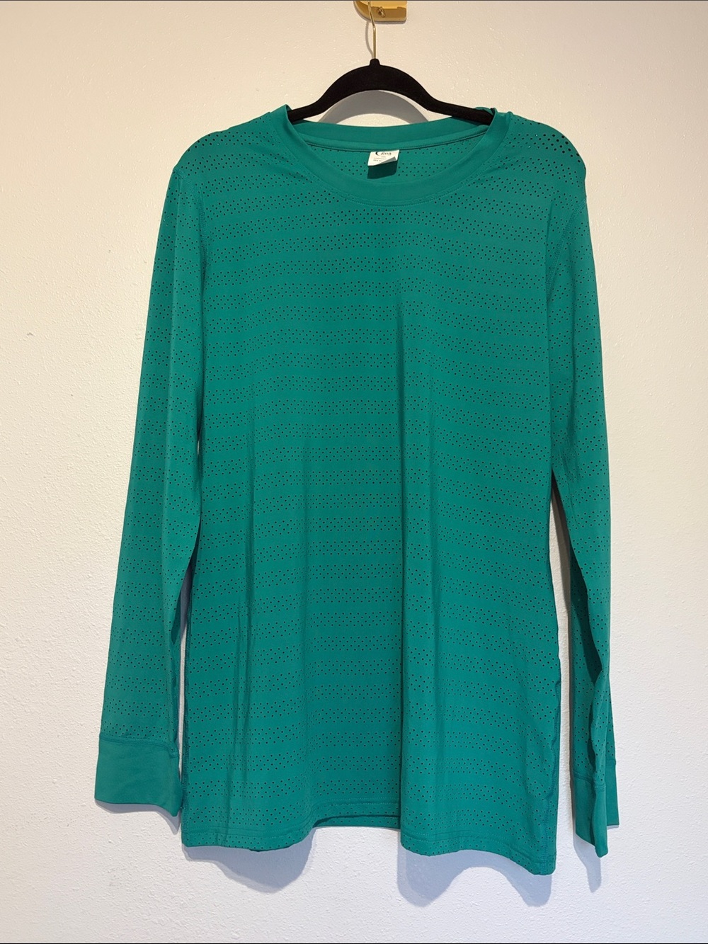 Zyia Active Teal Perforated Long Sleeve Top